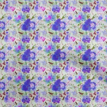 oneOone Хлопковая гибкая ткань среднего синего цвета с абстрактным акварельным цветочным рисунком, материал для платья, ткань с принтом, ткань в ярдах, 40 дюймов 42 Inch Wide - Viscose Chiffon зелёный