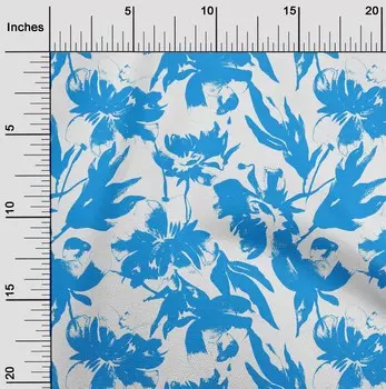 OneOone Хлопковая гибкая ткань среднего синего цвета с цветочным принтом, ткань для рукоделия с принтом, в ярдах, 40 дюймов 42 Inch Wide - Viscose Chiffon средний синий