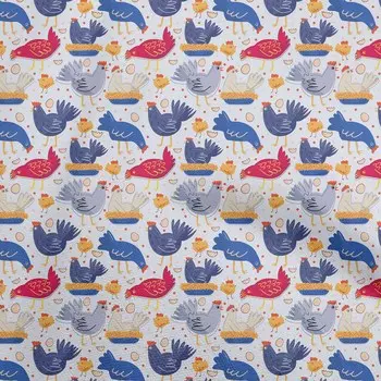 OneOone Хлопковая гибкая ткань среднего синего цвета с птицами и петухом, ткань для шитья с принтом, ткань для рукоделия в ярдах, 40 дюймов 42 Inch Wide - Viscose Chiffon чёрный
