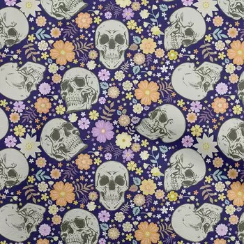 OneOone Хлопковая гибкая ткань среднего синего цвета, материал для шитья с черепом, ткань с принтом в ярдах, 40 дюймов 42 Inch Wide - Viscose Chiffon чёрный