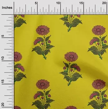 OneOone Хлопковая гибкая ткань среднего желтого цвета с цветочными блоками, ткань для шитья с принтом, ткань для рукоделия в ярдах, 40 дюймов 42 Inch Wide - Viscose Chiffon аква голубой