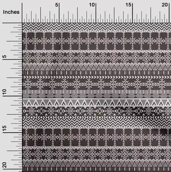 OneOone Хлопковая гибкая ткань темного шоколада, ацтекская этническая ткань для поделок, декоративная ткань с принтом во дворе, 40 дюймов 42 Inch Wide - Viscose Chiffon чёрный