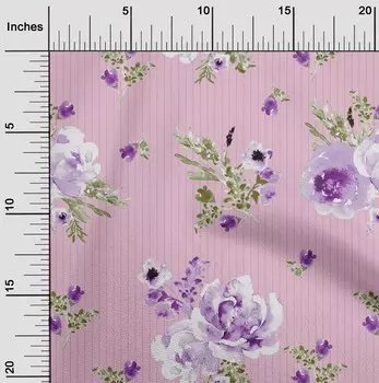 OneOone Хлопковая гибкая ткань в полоску | Швейная ткань с акварельными листьями и пионами с цветочным принтом BTY 40 дюймов 42 Inch - Viscose Chiffon розовый