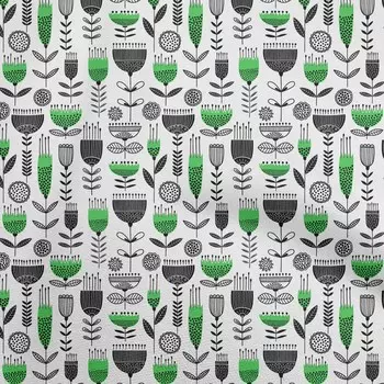 OneOone Хлопковая гибкая зеленая ткань с африканским цветочным рисунком, одежда своими руками, стеганая ткань с принтом, ткань в ярдах, 40 дюймов 42 Inch Wide - Viscose Chiffon чёрный