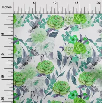 oneOone хлопковая гибкая зеленая ткань с цветочным принтом, сделай сам, одежда, стеганая ткань, ткань с принтом, 40 дюймов в ярдах 42 Inch Wide - Viscose Chiffon зелёный