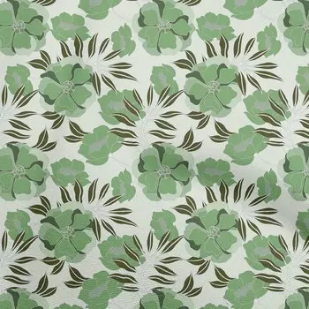 OneOone Хлопковая гибкая зеленая ткань с цветочным принтом в стиле ретро, ткань для шитья в ярдах, 40 дюймов 42 Inch Wide - Viscose Chiffon зелёный