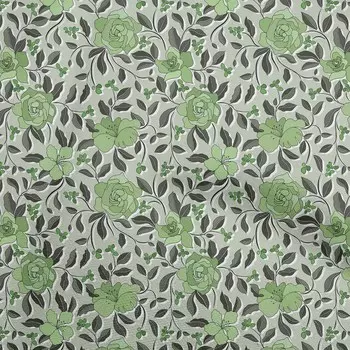 oneOone хлопковая гибкая зеленая ткань с цветочным принтом в стиле ретро для шитья набивная ремесленная ткань в ярдах 40 дюймов 42 Inch Wide - Viscose Chiffon зелёный