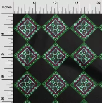 OneOone Хлопковая гибкая зеленая ткань с геометрическим узором и узорами пейсли. Швейные проекты. Тканевые принты в ярдах, 40 дюймов. 42 Inch Wide - Viscose Chiffon красный