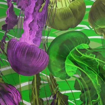 OneOone Хлопковая гибкая зеленая ткань Ткань для рукоделия с океаном и медузой для шитья Ткань для рукоделия с принтом во дворе 40 дюймов 42 Inch Wide - Viscose Chiffon коричневый