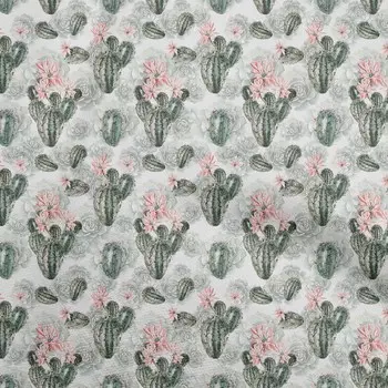 OneOone Хлопковая гибкая зеленая ткань Вышивание кактусов Ремесленные проекты Тканевые принты в ярдах 40 дюймов 42 Inch Wide - Viscose Chiffon зелёный