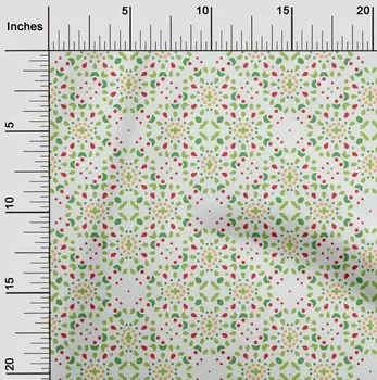 OneOone Хлопковая гибкая зеленая ткань в горошек и четырехлистник, принадлежности для геометрического квилтинга, ткань для шитья с принтом в ярде, 40 дюймов 42 Inch Wide - Viscose Chiffon зелёный