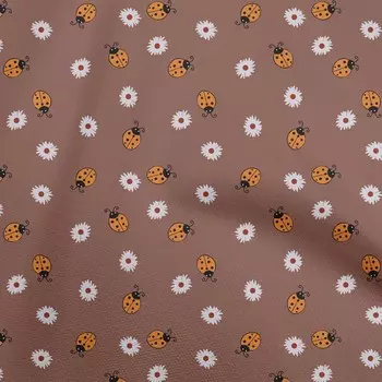 OneOone Хлопковая поплин коричневая ткань Птица Божья коровка Швейные поделки Тканевые принты в ярдах 42 дюйма 42 Inch Wide - Viscose Chiffon коричневый