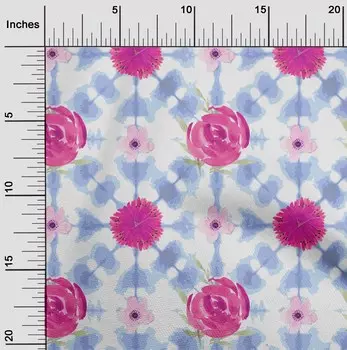 OneOone Хлопковая поплин лавандово-синяя ткань с цветочным принтом шибори для поделок Декор Ткань с принтом во дворе 42 дюйма 42 Inch Wide - Viscose Chiffon лаванда синий