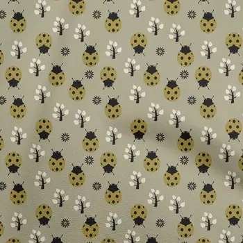 OneOone хлопковая поплин пыльно-зеленая ткань ткань с птицами и божьими коровками для шитья ткань для рукоделия с принтом во дворе 42 дюйма 42 Inch Wide - Viscose Chiffon зелёный