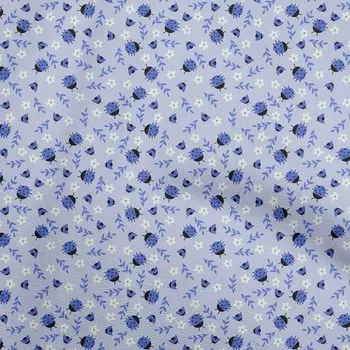 OneOone Хлопковая поплин средней синей ткани, ткань для шитья с птицами и божьими коровками, ткань для шитья с принтом во дворе, 42 дюйма 42 Inch Wide - Viscose Chiffon средний синий