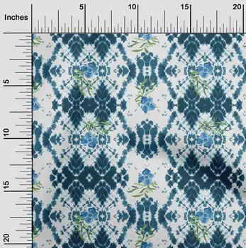 OneOone Хлопковая поплин темно-синяя ткань с цветочным принтом шибори, швейный материал, ткань с принтом в ярдах, 42 дюйма 42 Inch Wide - Viscose Chiffon темно-синий