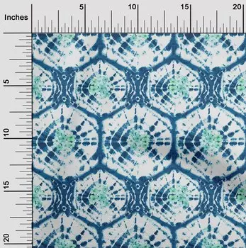 OneOone Хлопковая поплин темно-синяя ткань с геометрическим и цветочным принтом Шибори Швейный материал Ткань с принтом в ярде 42 дюйма 42 Inch Wide - Viscose Chiffon темно-синий