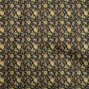 OneOone хлопковая поплиновая черная ткань Jacobean с цветочным принтом, ткань для шитья во дворе с принтом, принадлежности для шитья одежды своими руками, 42 дюйма 42 Inch Wide - Viscose Chiffon чёрный