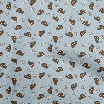 OneOone Хлопковая поплиновая светло-голубая ткань с птицей, божьей коровкой, принадлежности для шитья с принтом, ткань во дворе, 42 дюйма 42 Inch Wide - Viscose Chiffon светло-синий