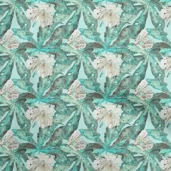 OneOone Хлопковая поплиновая ткань цвета аквамарина, тропический цветочный швейный материал, ткань с принтом в ярдах, 42 дюйма 42 Inch Wide - Viscose Chiffon аквамарин