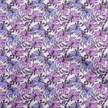 OneOone Хлопковая поплиновая ткань цвета фуксии розового цвета с тропическим цветочным принтом, материал платья, ткань с принтом в ярдах, 42 дюйма 42 Inch Wide - Viscose Chiffon розовый