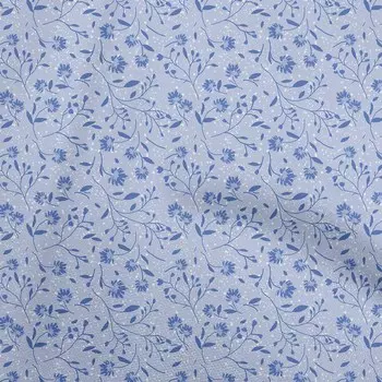 OneOone Хлопковая поплиновая ткань пыльно-синего цвета с цветочным принтом для поделок, декоративная ткань с принтом во дворе, 42 дюйма 42 Inch Wide - Viscose Chiffon синий