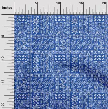 oneOone Хлопковая ткань Flex Blue2 из крокодиловой кожи и листьев. Африканское шитье. Ремесленные проекты. Тканевые принты в ярдах, 40 дюймов. 42 Inch Wide - Viscose Chiffon синий