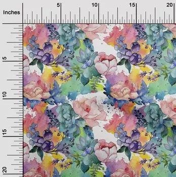 OneOone Хлопковый батист, белая ткань в полоску и с цветочным принтом розы, ткань с принтом в ярдах, 42 дюйма 42 Inch Wide - Viscose Chiffon белый