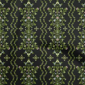 OneOone Хлопковый поплин темно-зеленая ткань Азиатская керамика с цветочным шитьем Ремесленные проекты Тканевые принты в ярдах 42 дюйма 42 Inch Wide - Viscose Chiffon темно-зеленого