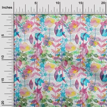 oneOone хлопок батист белая ткань с листьями акварельный материал платья ткань с принтом ткань в ярдах 42 дюйма 42 Inch Wide - Viscose Chiffon белый