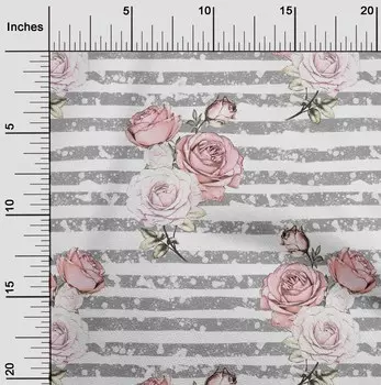oneOone хлопок батист белая ткань в полоску и розы цветочный швейный материал ткань с принтом в ярдах 42 дюйма 42 Inch Wide - Viscose Chiffon белый