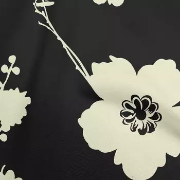 oneOone хлопок батист черная ткань цветочный подсолнух силуэт платье материал ткань с принтом ткань в дворе 42 дюйма 42 Inch Wide - Viscose Chiffon чёрный