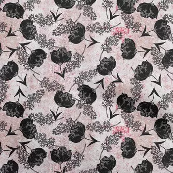 OneOone хлопок батист черная ткань с цветочным рисунком ткань для шитья с принтом ткань для рукоделия в ярдах 42 дюйма 42 Inch Wide - Viscose Chiffon чёрный