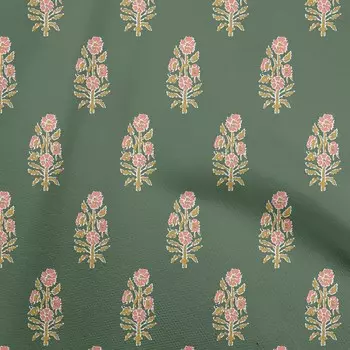 oneOone Хлопок Flex Лес Зеленый Ткань Азиатский Блок Цветочный Платье Материал Ткань Принт Ткань По Двору 40 Дюймов 42 Inch Wide - Viscose Chiffon чёрный