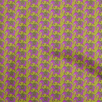 oneOone Хлопок Flex Lime Green Ткань Каламкари Платье Материал Ткань Ткань с принтом в ярдах 40 дюймов 42 Inch Wide - Viscose Chiffon темно-желтого