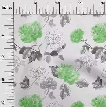 oneOone хлопок Flex мятно-зеленая ткань цветок и листья акварельное платье материал ткань с принтом ткань в ярдах 40 дюймов 42 Inch Wide - Viscose Chiffon средний синий
