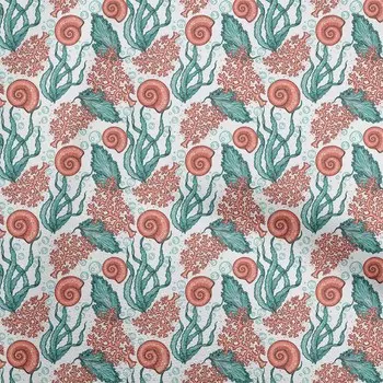 oneOone хлопок Flex пыльный бирюзовый зеленый ткань морские ракушки океан швейный материал ткань с принтом во дворе 40 дюймов 42 Inch Wide - Viscose Chiffon фиолетовый