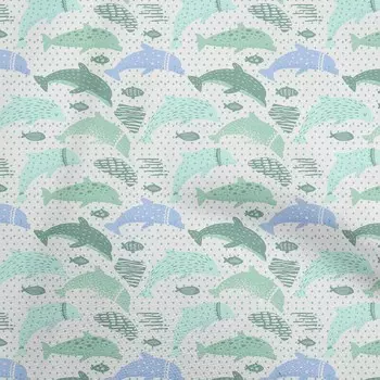 oneOone хлопок Flex пыльный бирюзовый зеленый ткань пляжный дельфин с точечной текстурой принадлежности для квилтинга принт швейная ткань во дворе 40 дюймов 42 Inch Wide - Viscose Chiffon зелёный