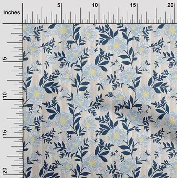 oneOone хлопок Flex синяя ткань в полоску | листья и цветочный художественный швейный материал ткань с принтом в ярдах 40 дюймов 42 Inch Wide - Viscose Chiffon аквамарин