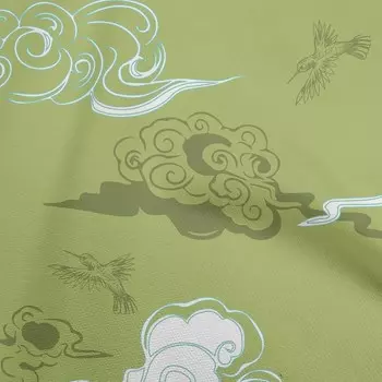 oneOone хлопок Flex светло-зеленая ткань азиатские японские цветочные птицы с растениями Diy одежда стеганая ткань ткань с принтом на дворе 40 дюймов 42 Inch Wide - Viscose Chiffon средний синий