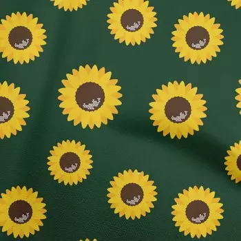 oneOone хлопок Flex темно-зеленая ткань цветочный силуэт подсолнуха ремесленные проекты декоративная ткань с принтом во дворе 40 дюймов 42 Inch Wide - Viscose Chiffon светло-бежевый
