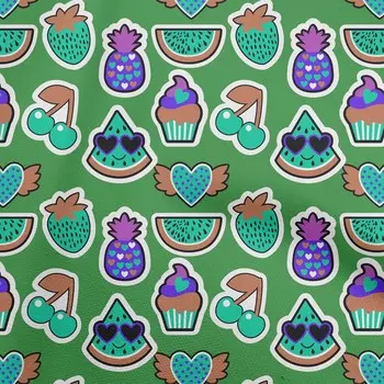 oneOone хлопок Flex зеленая ткань азиатские фрукты каваи швейный материал ткань с принтом в ярдах 40 дюймов 42 Inch Wide - Cotton Cambric зелёный