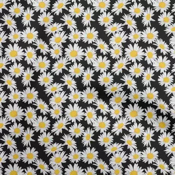 OneOone хлопок поплин черная ткань для шитья с цветочным принтом во дворе с принтом DIY принадлежности для шитья одежды 42 дюйма 42 Inch Wide - Viscose Chiffon чёрный