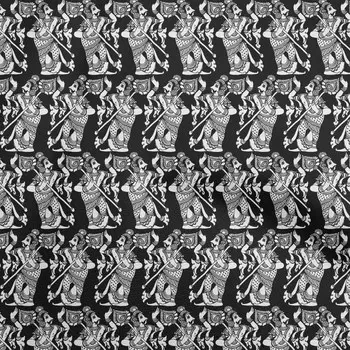 oneOone хлопок поплин черная ткань платье каламкари материал ткань ткань с принтом в ярдах 42 дюйма 42 Inch Wide - Viscose Chiffon чёрный