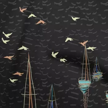 OneOone Хлопок Поплин Черная ткань Тропический Бах Швейные поделки Проекты с принтами на ткани в ярдах 42 дюйма 42 Inch Wide - Viscose Chiffon чёрный