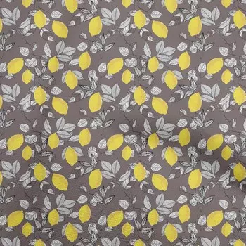 oneOone Хлопок Поплин Пыльно-серая ткань Тропические листья Материал платья Ткань с принтом Ткань в ярдах 42 дюйма 42 Inch Wide - Viscose Chiffon серый