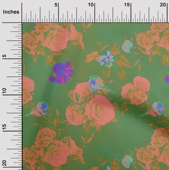 oneOone хлопок поплин саржа темно-бирюзовая синяя ткань птица, листья и роза цветочная швейная ткань во дворе с принтом Diy одежда швейные принадлежности 56 дюймов 42 Inch Wide - Viscose Chiffon фиолетовый