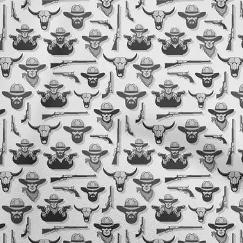 oneOone Хлопок Поплин Серая Ткань Ковбой Швейный Материал Печать Ткань По Двору 42 Дюйма 42 Inch Wide - Viscose Chiffon серый