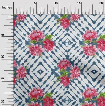 oneOone Хлопок Поплин Темно-Синий Ткань Цветочный Shibori Craft Projects Декоративная ткань Напечатанная Ярдом 42 дюйма 42 Inch Wide - Viscose Chiffon темно-синий