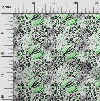 OneOone Хлопок Поплин Зеленая ткань из кожи животного Материал платья Ткань с принтом Ткань в ярдах 42 дюйма 42 Inch Wide - Viscose Chiffon зелёный